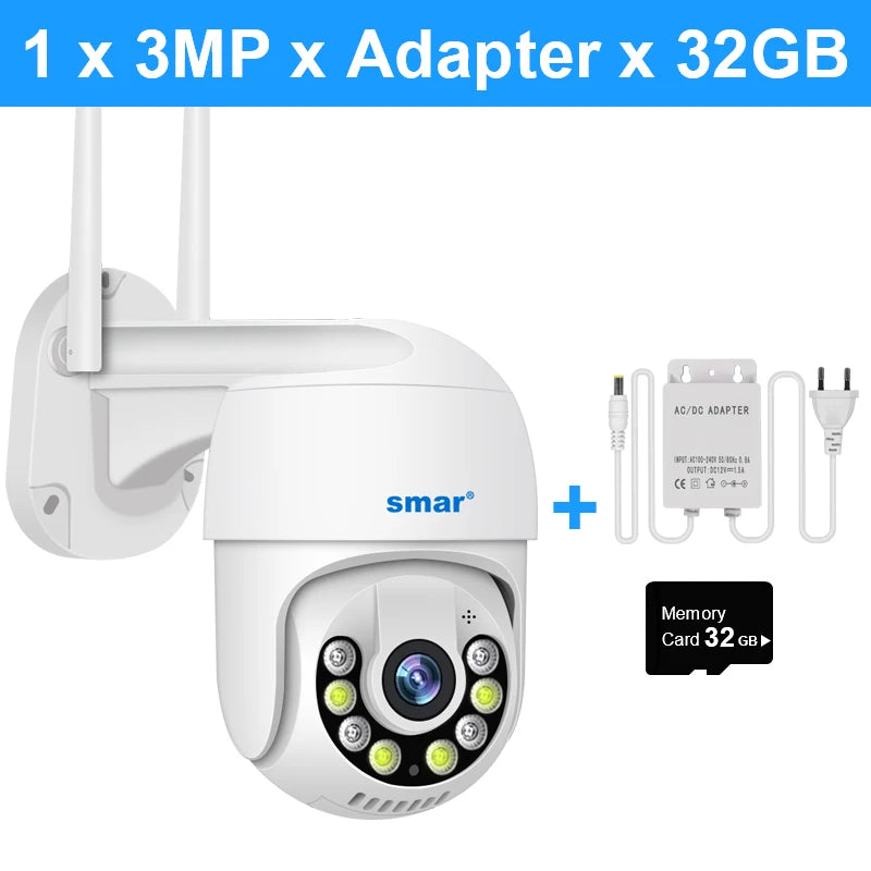 Câmera Smart 3MP 5MP PTZ WiFi externa com rastreamento automático, detecção humana por IA, visão noturna em cores, áudio bidirecional, câmera IP ICsee APP
