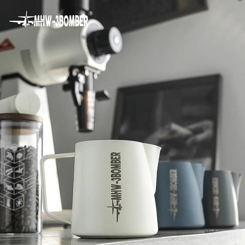 Jarra para vaporização de leite rosa MHW-3BOMBER, 500/600ml, jarra para arte em latte, aço inoxidável, xícara de expresso, utensílios para vaporização de leite