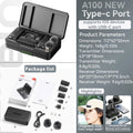 Microfone de lapela sem fio Ulanzi A100 para câmera iPhone 16 15 Pro Max Android DJI Action Pocket 3 com gravação dupla ao vivo
