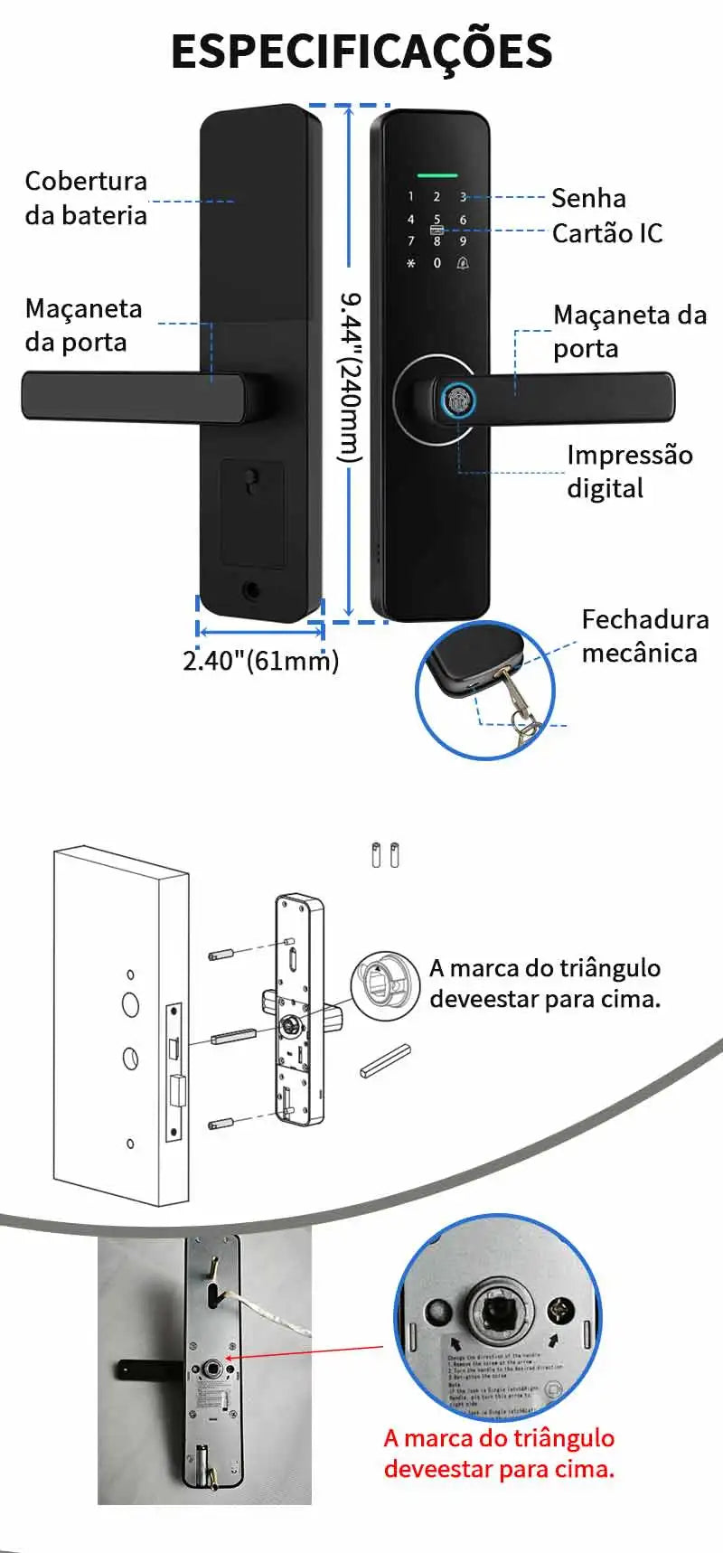 Fechadura eletrônica de porta de impressão digital aplicativo desbloqueio remoto para casa apartamento Tuya wifi