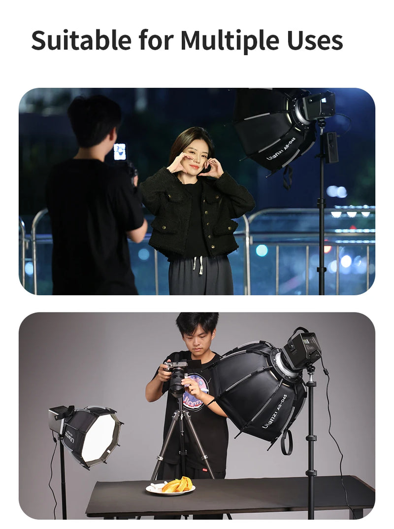 Ulanzi TT43 Tripé portátil ajustável, suporte reversível para luz de preenchimento, caixa macia, luz COB de 40 W com parafuso de 1/4''