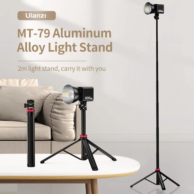 Tripé extensível Ulanzi MT-79 com parafuso de 1/4'' para câmera DSLR, luz de preenchimento para smartphone, microfone, tripé