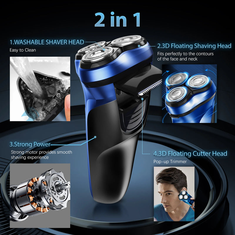 Sejoy Barbeador Elétrico para Homens Barbeadores Elétricos Recarregáveis Rotativos Barbeador Portátil de Viagem Ideia Presente Aparador de Barba