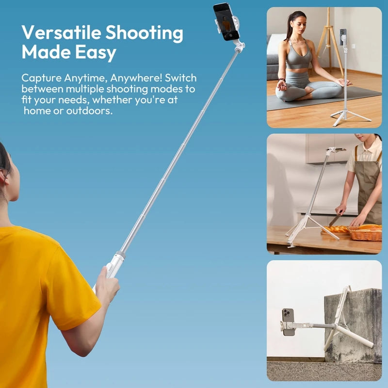 Tripé para celular Ulanzi TT88 de 1,44 m com braçadeira magnética e extensão remota sem fio para transmissão ao vivo e vlog