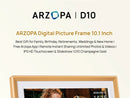 ARZOPA Porta-Retratos Digital com Tela Sensível ao Toque de 10,1" e Wi-Fi | Presente Ideal para a Família | Compartilhe Fotos e Vídeos pelo Aplicativo | D10 Dourado Metálico