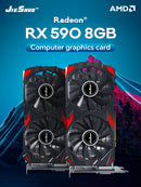 JIESHUO Original Radeon RX750, RX580, RX590 8GB Placa de Vídeo 256Bit 2048SP GDDR5 Memória Placa de Videogame PCIE3.0x16 DVI DP para Computador Desktop
