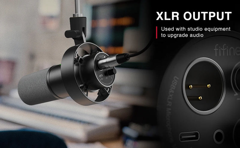 Microfone dinâmico XLR de gravação FIFINE com monitoramento em tempo real, microfone de streaming USB com botão de ganho/mudo por toque para PC, mixer-K688