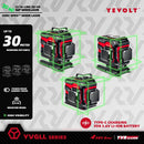 Nível a laser verde série YEVOLT YVGLL4XS, 3/4 planos, 12/16 linhas, autonivelante, 360 graus, 3D/4D, horizontal e vertical, 3,6 V, 3 Ah, ferramentas elétricas