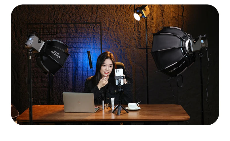 Ulanzi TT43 Tripé portátil ajustável, suporte reversível para luz de preenchimento, caixa macia, luz COB de 40 W com parafuso de 1/4''