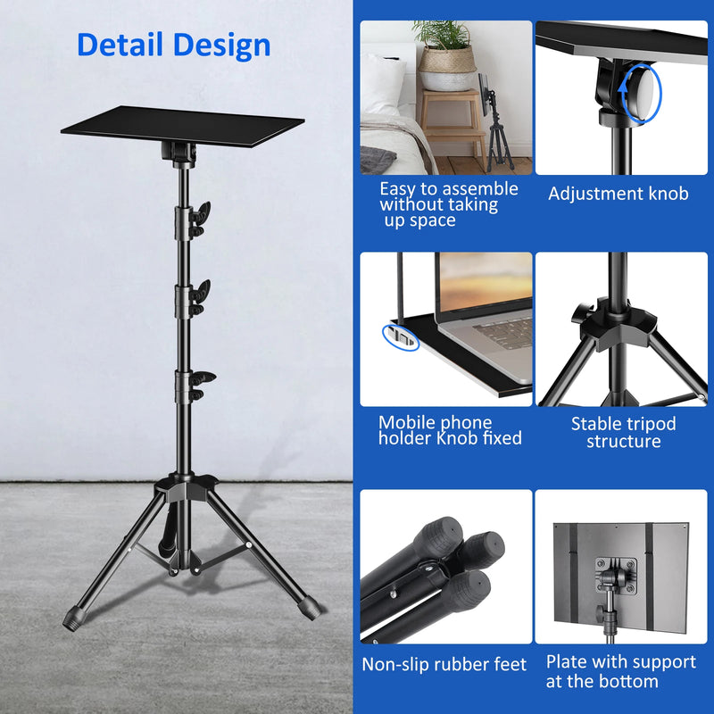 Suporte de tripé para projetor SH - Tripé para laptop com altura ajustável, mesa de apoio para DJ, suporte de mesa para computador ao ar livre para palco ou estúdio