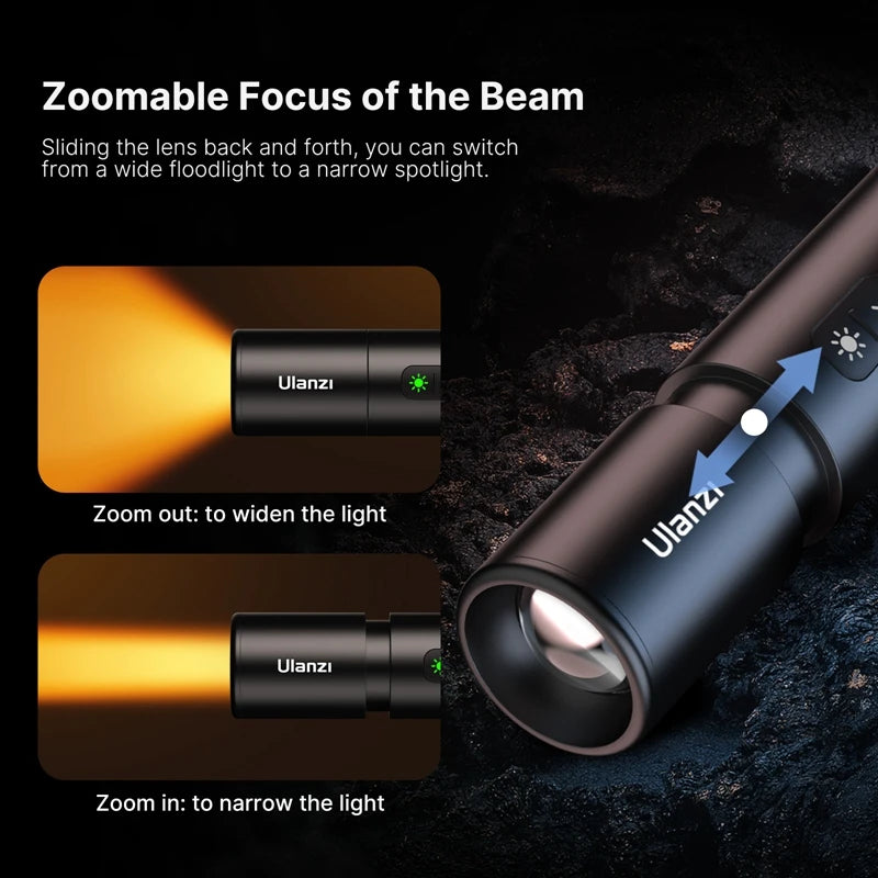 Lanterna de videografia com zoom Ulanzi LM07 Luz de fotografia bicolor Brilho regulável Videolight 2000-8000K CCT para exteriores