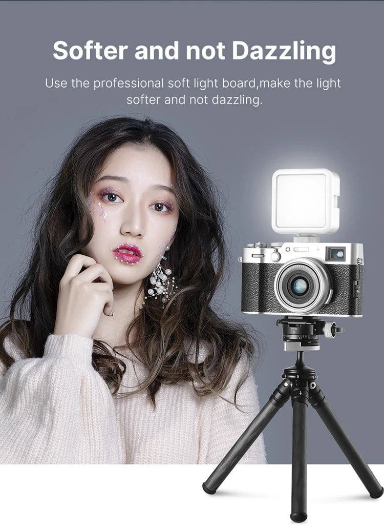 Mini Vlog VL49 LED, Luz de Preenchimento com 6W Branco 2000mAh 5500K Iluminação Zoom - para Fotográfica, Vídeo, Telefone, Selfie