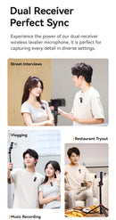Microfone de lapela sem fio Ulanzi A100 para câmera iPhone 16 15 Pro Max Android DJI Action Pocket 3 com gravação dupla ao vivo