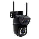 Câmera de vigilância Icsee preta Wi-Fi, monitor de câmera de segurança 4K Ultra HD, câmera de segurança Wi-Fi à prova d'água