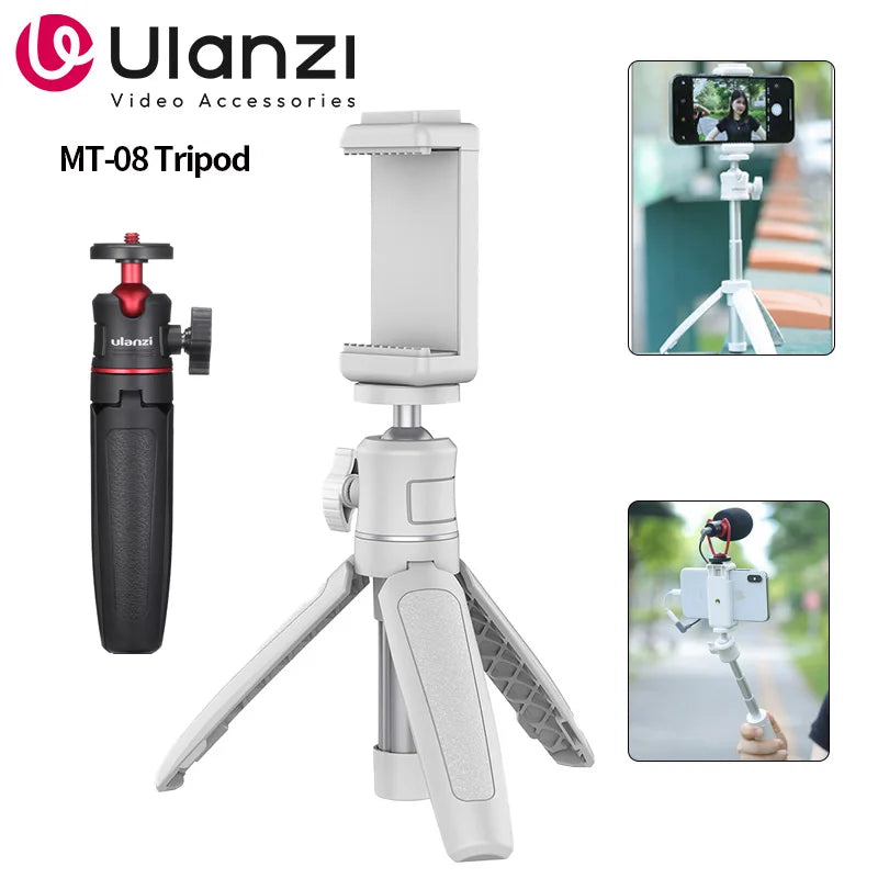 Ulanzi MT-08 Mini Tripé Branco Dobrável Monopé Tripé 1/4'' Universal para DSLR Android iPhone Smartphone