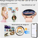 Relógio Feminino AURAFIT ELLA 1, AMOLED 1,32" , 150+ Modos Esportivos, Monitor Ciclo Menstrual, Saúde, Android/iOS