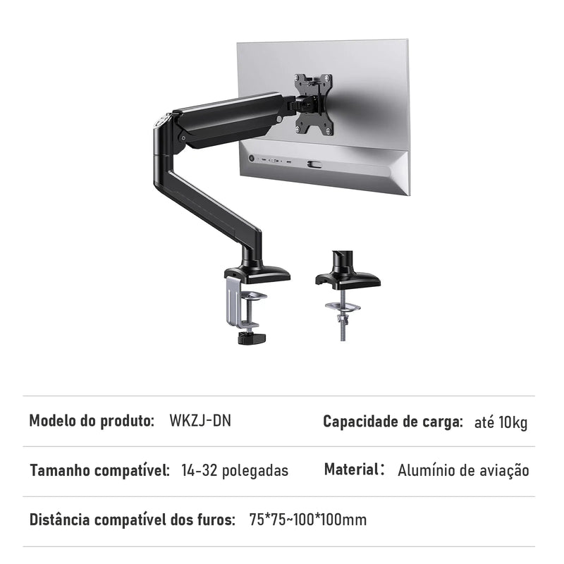 SUPORTE DE MONITOR DE MESA ARTICULADO COM MOLA A GÁS WK-MSP1