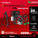 Nível a laser verde série YEVOLT YVGLL4XS, 3/4 planos, 12/16 linhas, autonivelante, 360 graus, 3D/4D, horizontal e vertical, 3,6 V, 3 Ah, ferramentas elétricas