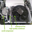 Ar condicionado elétrico de teto Treeligo 12V/24V 13500BTU para trailers, motorhomes e vans. Ideal para estacionamento e transporte em veículos recreativos, caminhões, trailers e caravanas.