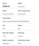 Luz de vídeo Ulanzi VL120 RGB branca de cor total, 2500K-9000K, LED para fotografia, luz de preenchimento para câmera, luz para vlog ao vivo, luz de preenchimento ajustável.