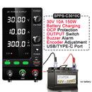 Fonte de alimentação KUAIQU DC 30V 10A, fonte de alimentação de bancada DC regulada por comutação ajustável, 12V 24V 48V 60V 120V, carregamento inteligente