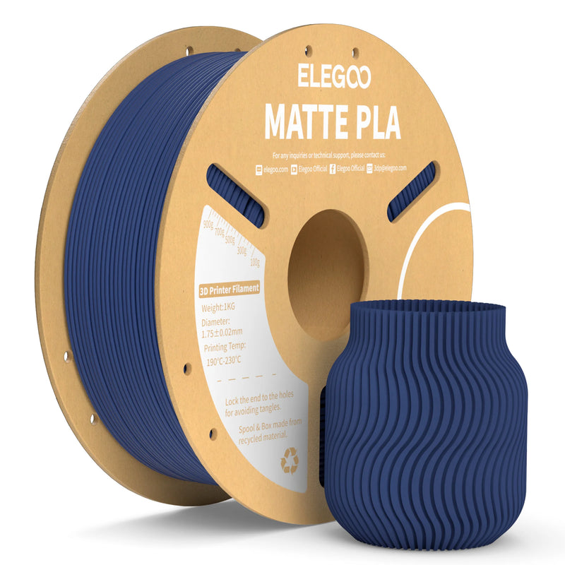 Filamento PLA fosco ELEGOO 1 kg, filamento FDM para impressora 3D de 1,75 mm, precisão dimensional de +/- 0,02 mm, bobina de papelão de 1 kg (2,2 lbs)