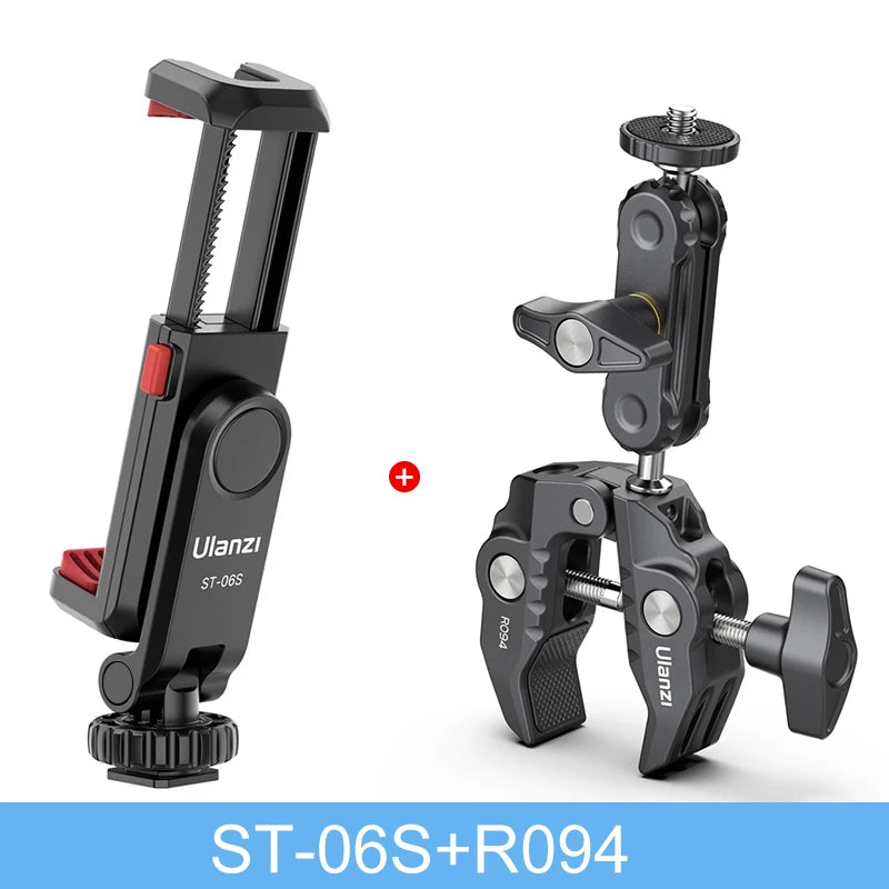 Ulanzi ST-06S Suporte de celular para filmagem vertical DSLR Câmera Monitor Tripé Braçadeira para smartphone Vídeo Vlog