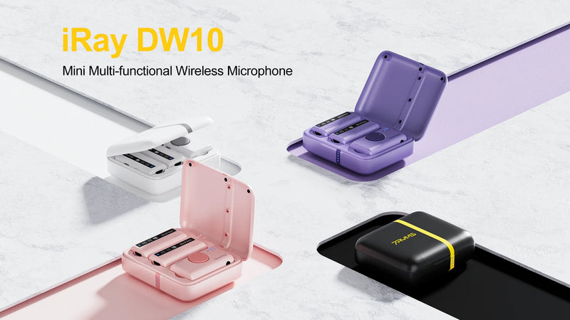 7RYMS iRay DW10 Mini Microfone sem fio multifuncional para câmera, smartphone, computador, vlog, transmissão ao vivo, entrevista