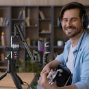 Microfone para jogos USB Comica Uni Pro com botão de cancelamento de ruído/RGB/balanço de ganho e microfone condensador para streaming de podcast