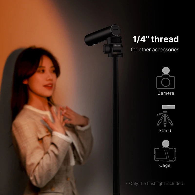 Lanterna de videografia Ulanzi LM07 com zoom para fotografia, luz de preenchimento, luz ambiente com rosca de 1/4'' para suporte de câmera