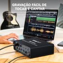 Teyun Q-24 Interface de Áudio Profissional Universal USB para Computador, Placa de Som com Monitoramento, Guitarra Elétrica e Gravação ao Vivo
