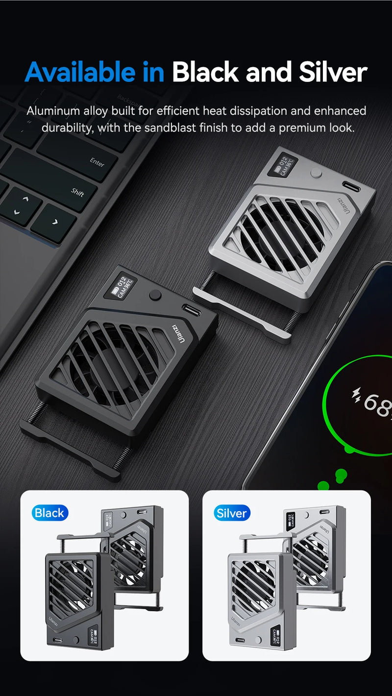 Versão atualizada Ulanzi CA25 Ventilador de refrigeração para câmera Radiador Kit de gravação 4K Dissipador de calor para Sony ZV-E1 R6 Mark II FUJIFILM XT4 Nikon