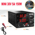 Fonte de alimentação de bancada regulada por CC USB KUAIQU, regulador de tensão ajustável de laboratório de 30 V, 10 A, 5 A, estabilizador de 60 V e 5 A, fonte de alimentação com interruptor