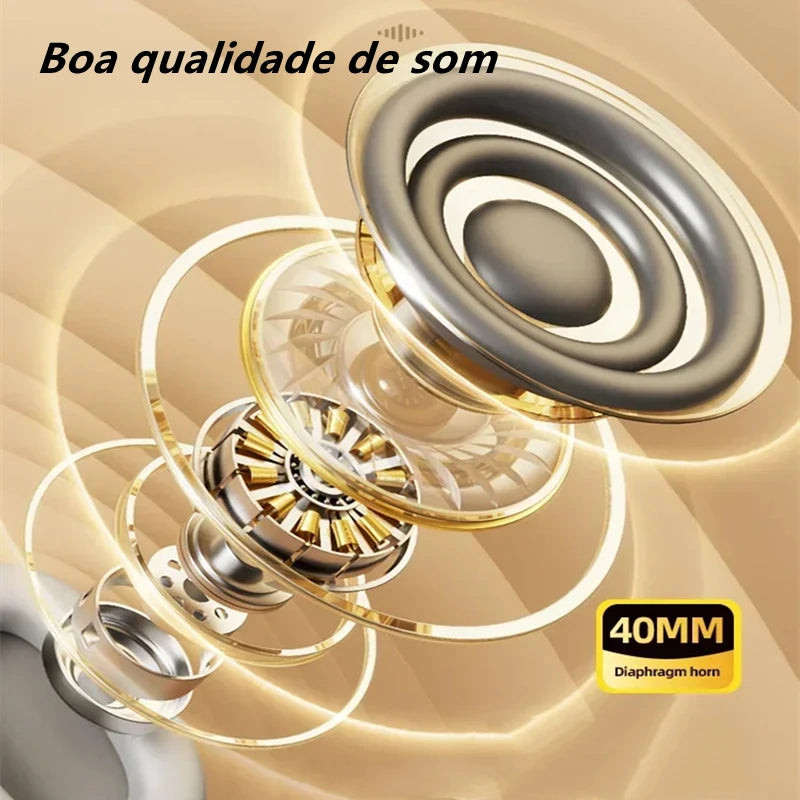 Fones de ouvido Bluetooth, head mounted gaming estéreo sem fio com microfone