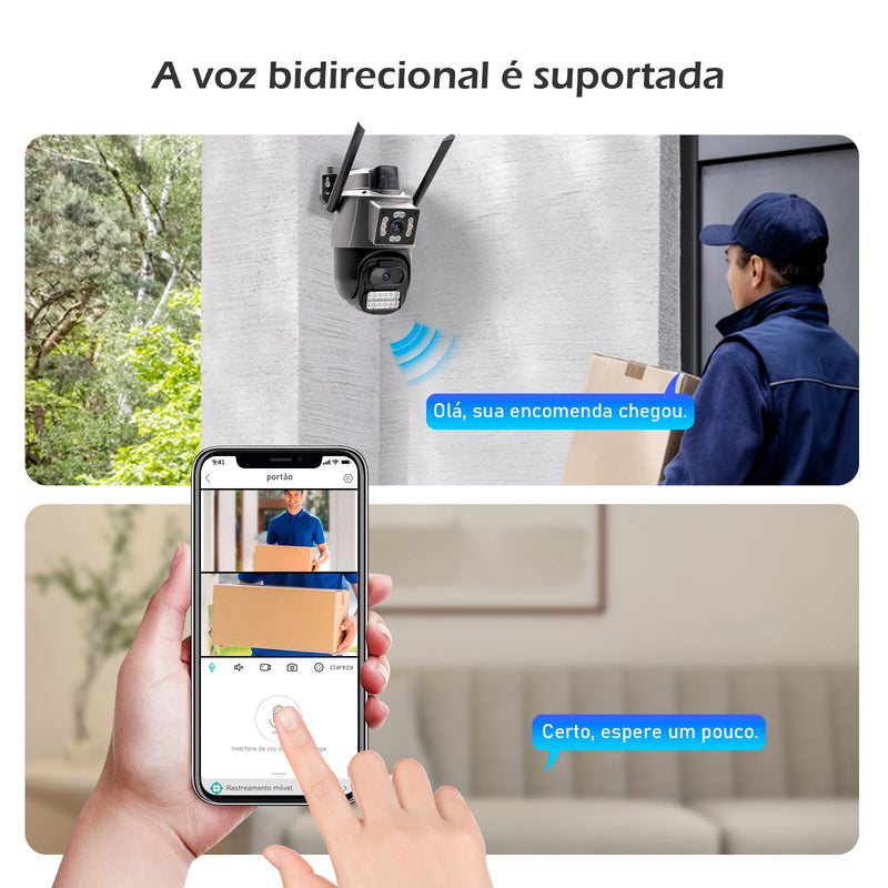 Câmera de segurança Icsee IP sem fio Wi-Fi HD 6MP 4K, ultra HD à prova d'água e prova de poeira
