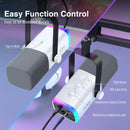 Kit de microfone gamer FIFINE USB/XLR com entrada para fone de ouvido/RGB/braço de braço, conjunto de microfone dinâmico para PC PS5/4 Mixer AmpliGame Branco-AM8TW