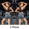 2 peças, shorts esportivos femininos, shorts de ginástica, calças de ioga femininas com controle de barriga e bumbum