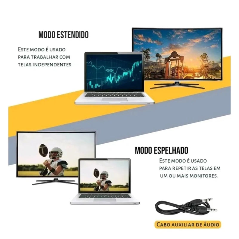 Cabo ALFA Adaptador e Conversor Hdmi Para Vga Com Saída P2 De Áudio