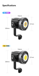 Ulanzi VL-120Bi VL-120C 120W V-Mount COB Luz sem fio Controle por aplicativo 2700K-6500K Luz de vídeo para fotografia de vídeo de esquete