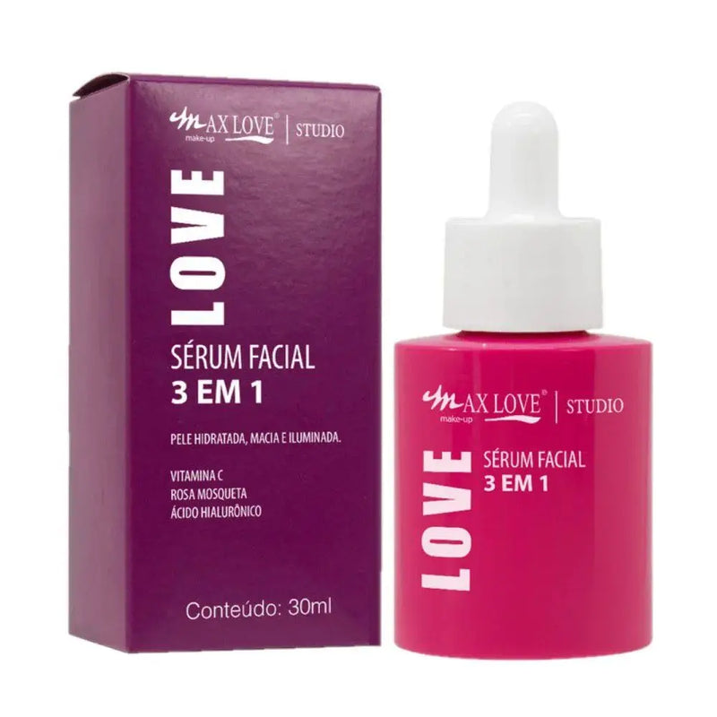 Kit C/3 Sérum Max Love Vitamina C + Sérum 3 em 1 + Sérum Rosa Mosqueta