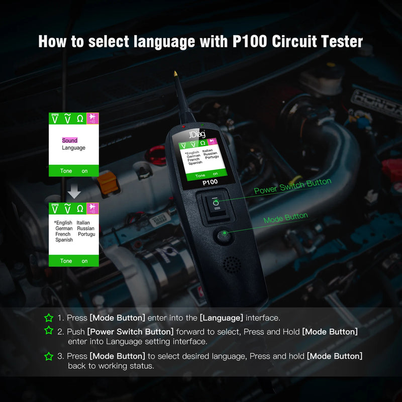 Kit de teste de circuito automotivo, testador de circuito de potência, testador de voltagem/resistência de carro, ferramenta de diagnóstico de sobrecarga/curto-circuito de 12/24 V