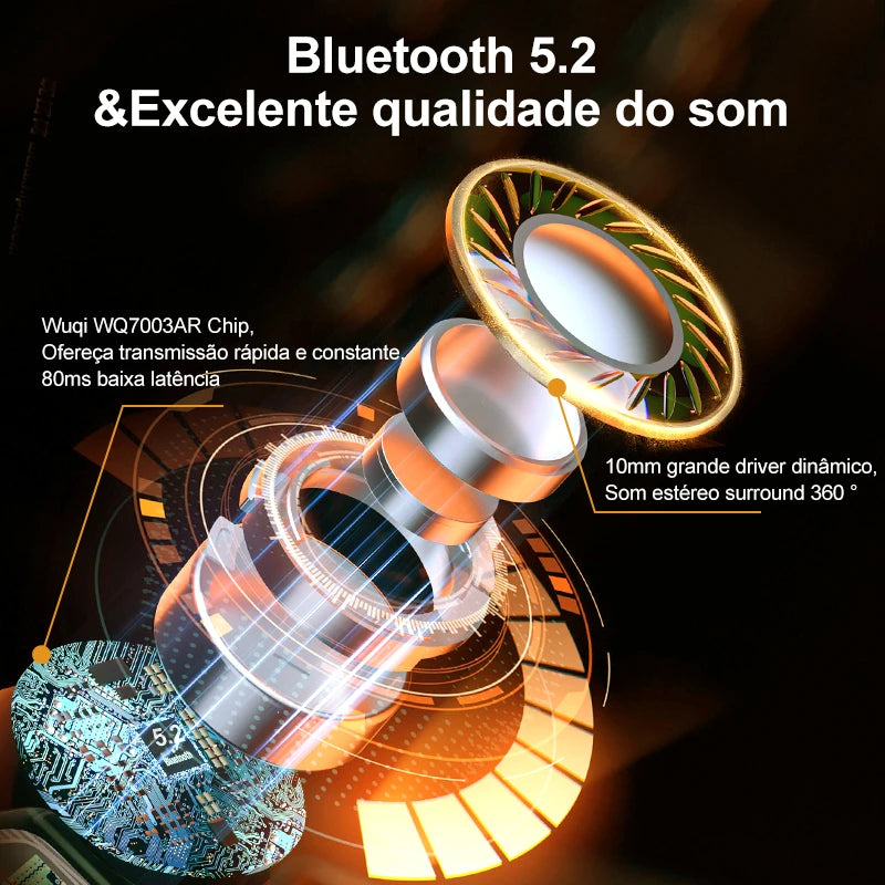 Fones de ouvido sem fio QCY HT07 ANC com cancelamento de ruído de 40 dB TWS, 6 microfones, chamada AI HD, Bluetooth 5.2, reprodução de 32 horas