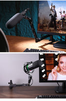 Suporte baixo para microfone de mesa Ulanzi LS26, ajustável em 360°, braço cruzado super longo de 48 cm com suporte para microfone de 1/4'', 3/8'' e 5/8''