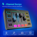 Mixer de áudio para jogos FIFINE, mixer RGB de 4 canais para streaming com interface de microfone XLR, para voz de jogos, podcast, AmpliGame SC3