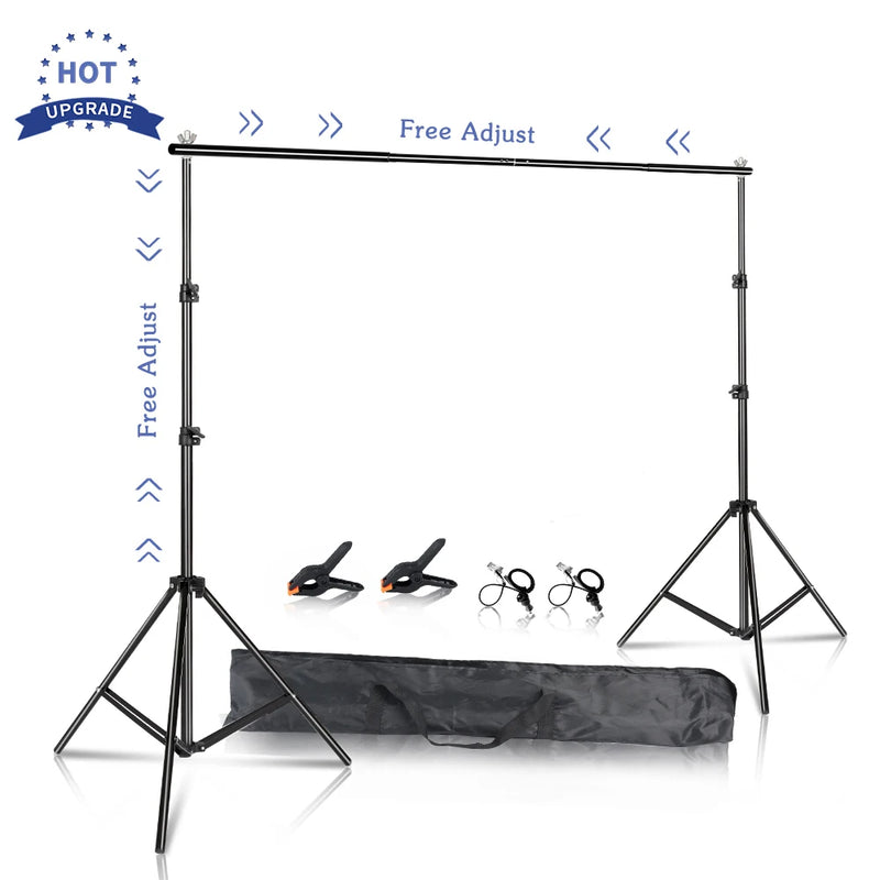 Kit de suporte de fundo com tecido verde para musselina, suporte telescópico ajustável com clipe para bolsa de transporte