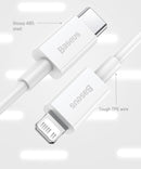 Cabo USB C Baseus Superior Series para Lightning 20 W PD para iPhone 14, 13, 12 Pro Max, cabo de carregamento rápido