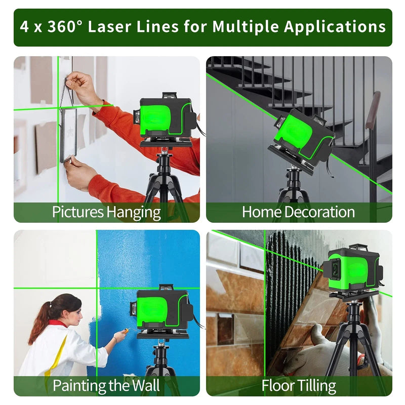 8/12/16 Nível de laser de linha 360 Nível de laser verde Instrumentos ópticos Ferramentas de construção Instrumentos de medição e análise