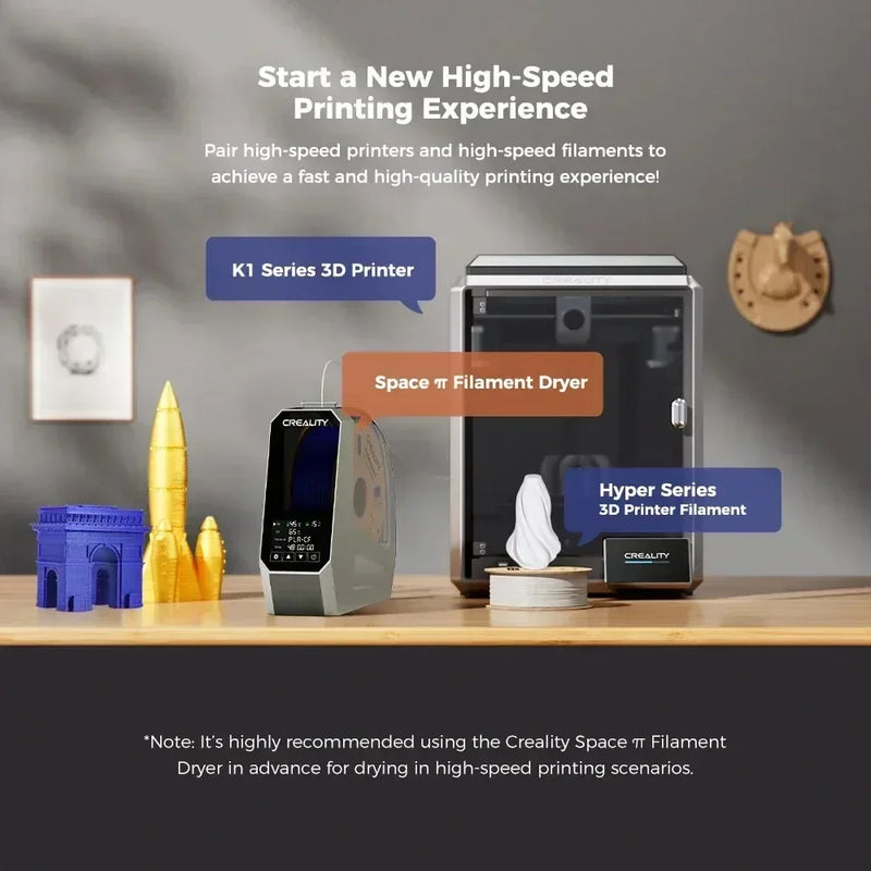 Caixa de secagem de filamentos Creality Space Pi, armazenamento de filamentos de 1 kg, aquecimento de ar quente de 360°, 0-48h, temperatura ajustável de 45°C a 70°C