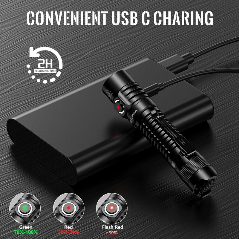 Lanterna tática potente Sofirn SP31 V3.0 SST40/519A 2000lm 18650 LED USB C recarregável com interruptor duplo