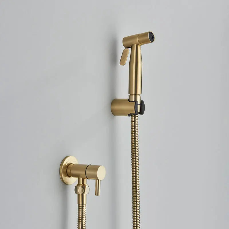 Kit de ducha manual em ouro escovado, pulverizador para bidê, torneira para bidê em aço inoxidável, válvula Shattaf, conjunto de jatos, chuveiro higiênico